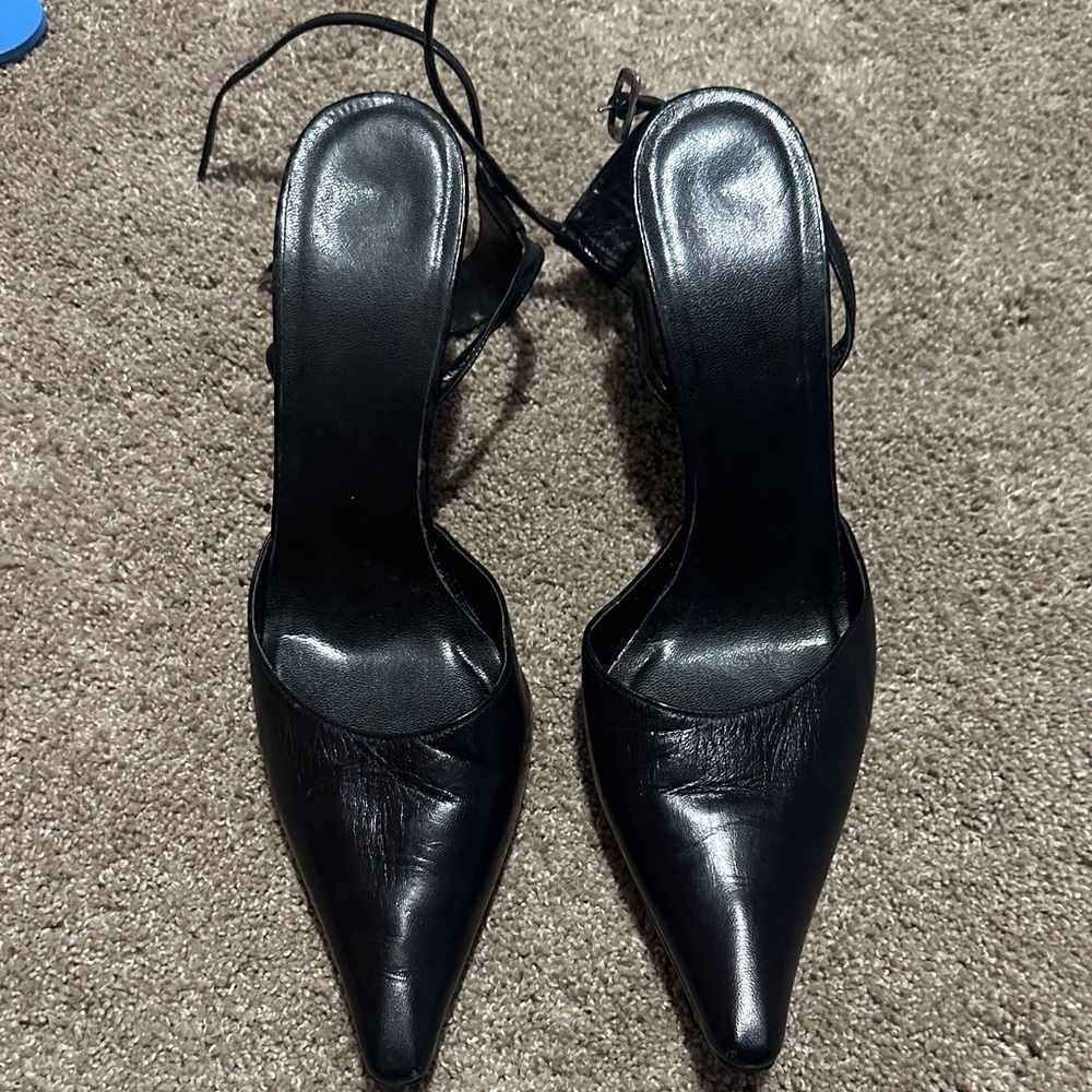 Made in Italy Black Leather Heels
